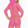 Hot Pink Cupless Hooded Mini Dress - Image 2