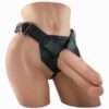 King Cock Harness with 7" Two Cocks One Hole in Caramel