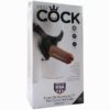 King Cock Harness with 7" Two Cocks One Hole in Caramel - Image 2